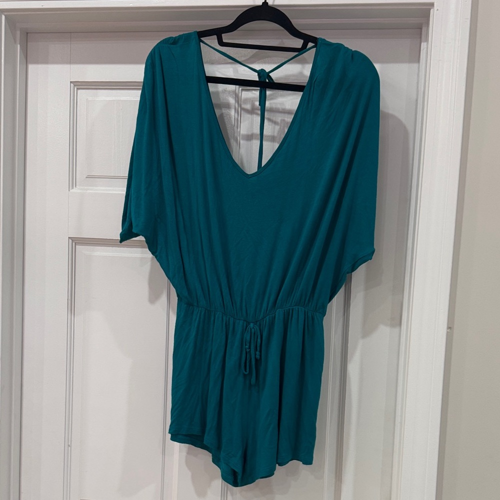 Tresics Teal Romper with Tie Back